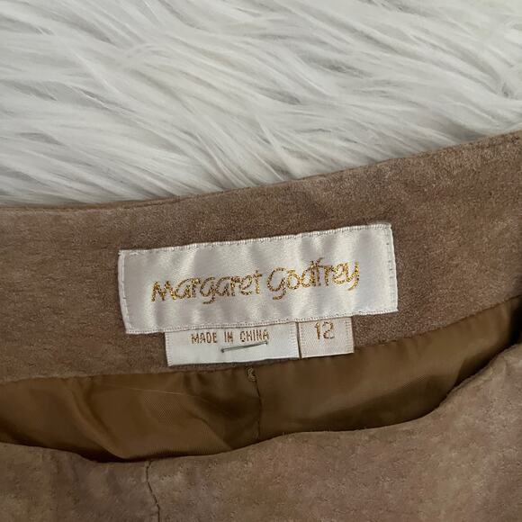 Vintage Margaret Godfrey Floral Embroidered Tan Genuine Suede Pants Size 12 - Picture 6 of 16